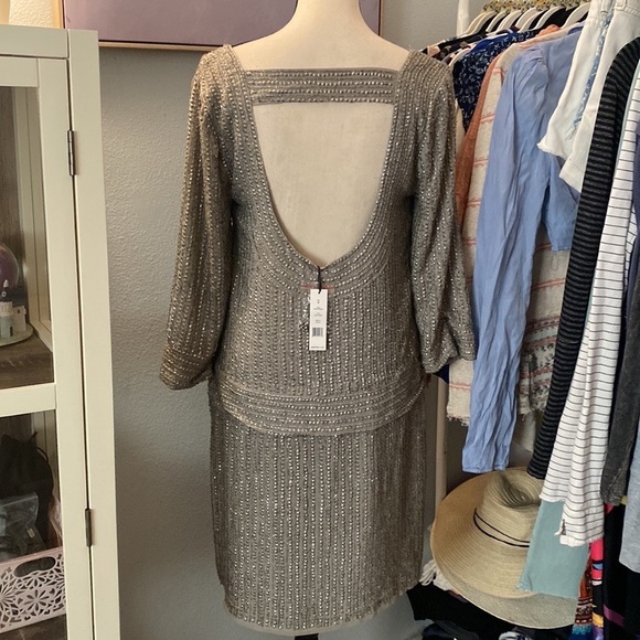 W118 by Walter Baker Gray Sequin Doris Short Casual Dress - Picture 4 of 15